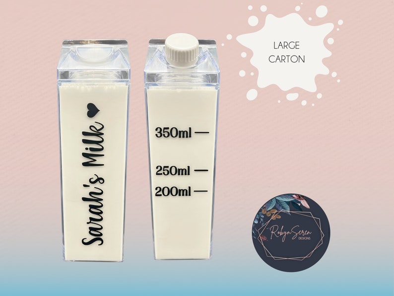 Personalised Milk Allowance Bottle / Custom Measurement Bottle Large Carton