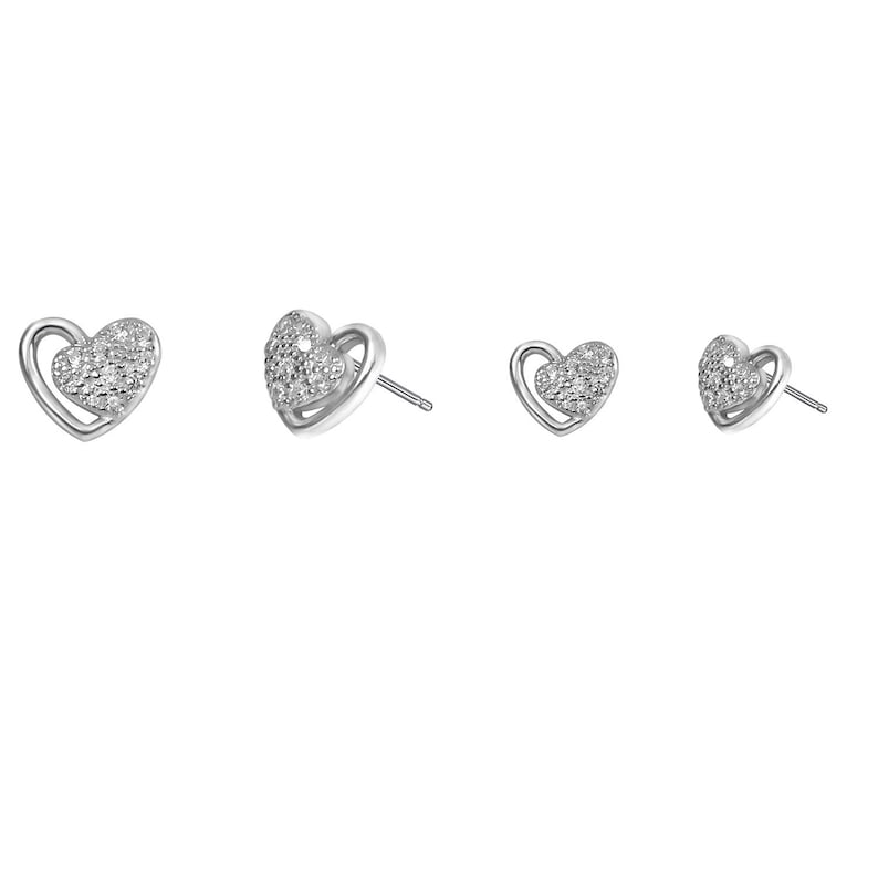 Asymmetrical Pave Heart Pair \u2013 Mom /& Daughter half framed with gentle clean heart line Asymmetrical sparkling pave heart