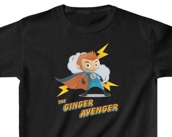 The Ginger Avenger - Camiseta masculina para niños / Camisa divertida para jengibres / Regalo para niños / Lindo regalo para el cabello rojo / Linda pelirroja / Jengibre niño