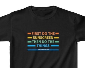 First Do The Sunscreen Youth Tee / Funny Shirt For Gingers / Regalo para niños con cabello rojo / Redhead Tee / Linda camiseta para Ginger Boy or Girl