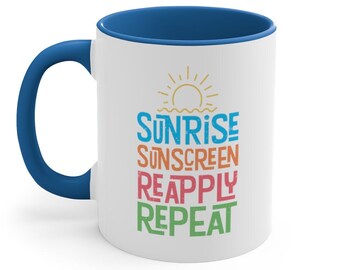 Sunrise, Sunscreen, Reapply, Repeat Coffee Mug | Funny Mug For Gingers | Gift for Person With Red Hair | Redhead Mug | Cute Mug for Ginger