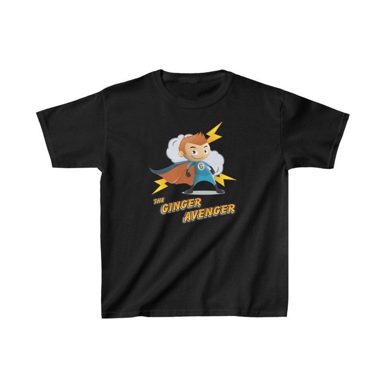 The Ginger Avenger T-shirt per bambini maschi / Camicia divertente per ginger / Regalo per bambini / Regalo per capelli rossi carini / Cute Redhead / Ginger Child immagine 1