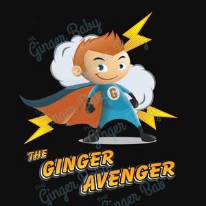 The Ginger Avenger T-shirt per bambini maschi / Camicia divertente per ginger / Regalo per bambini / Regalo per capelli rossi carini / Cute Redhead / Ginger Child immagine 2