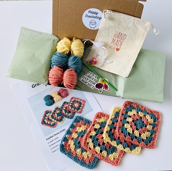 Crochet Granny Square Starter Kit: Learn to Crochet, Includes Hook & Yarn