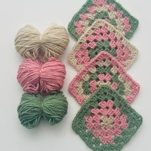 Crochet Granny Square Starter Kit: Your Creative Adventure Awaits! Rose, meadow oatmeal