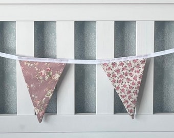 Floral Bunting: Rose and Hubble Vintage Fabric, Nursery Decor