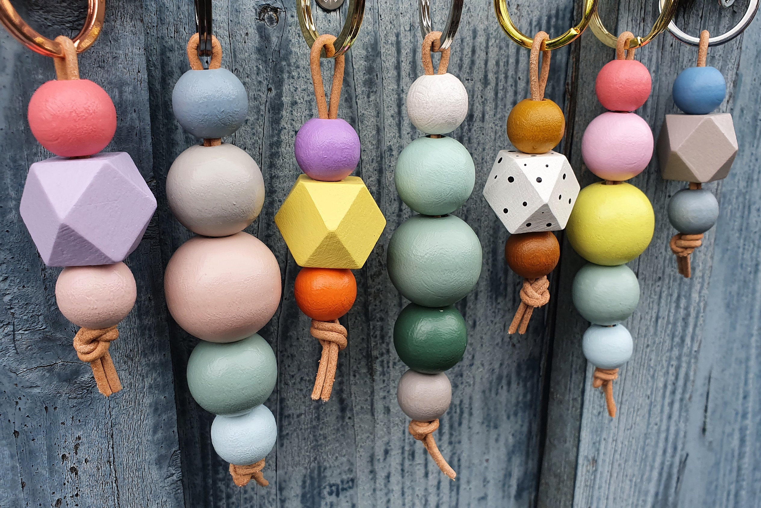 Keychain keychain wooden balls colorful Etsy