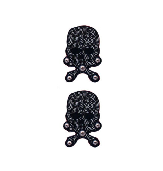 Mia Hair Stickers, Small Clip-less Hair Ornaments, Hair Accessories, Hair  Barrettes, Skulls + Crossbones, Black Sparkly Silver, for Bangs, Updos