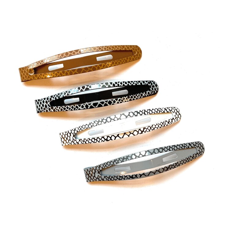 Girls White Gray Brown Teens Hair Accessories w Python Snake Print for Women Mia\u00ae Snip Snaps\u00ae Metal Contour Hair Clips Black 4PCS