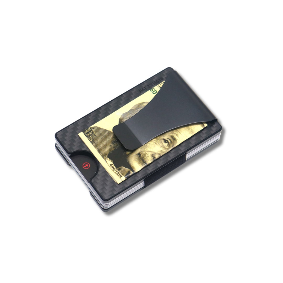 Storus Smart Wallet Kohlefaser RFID-blockierender Kartenhalter Geldklammer,  schlanke minimalistische Brieftasche Rückseite Landschaftsgravur - .de
