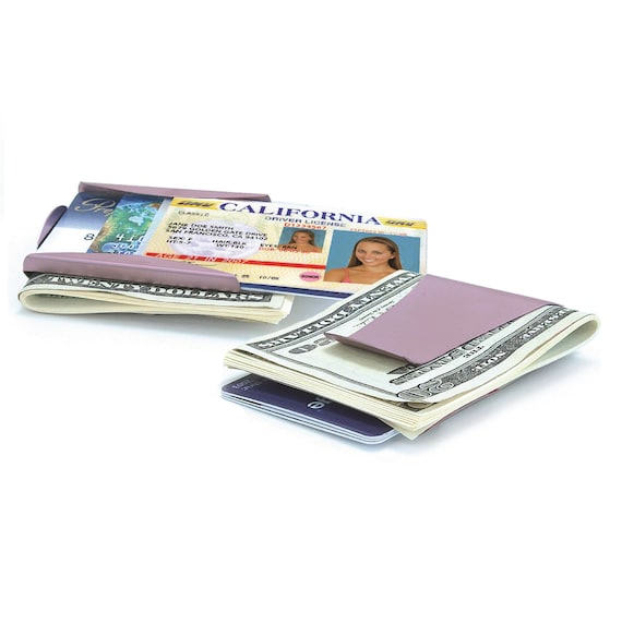 Storus Smart Money Clip Credit Card Cash Organizer Slim Double Sided Patented Stainless Steel !   Purple Finish - 