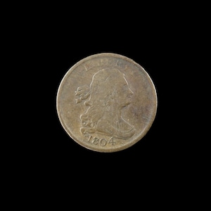 1804 Drapierte Büste Half Cent – Spiked Chin C-5 Variety, frühe US Kupfermünze