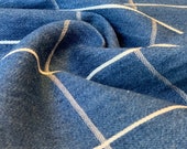 Washed Denim Plaid Fabric - 100 Cotton - 4 Oz (Thin Lightweight)- Blue and White color Sold by the Yard - 56 quot Wide