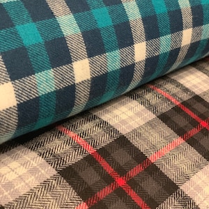 FRANELA 100% ALGODÓN Tela, cuadros, Natural y Orgánico/ Vendido cortado a medida/58" DE ANCHO/ Perfecto para ropa, máscara, decoración del hogar