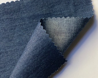 4oz Washed Denim Fabric -Rinse (Dark Blue Jean) Color - 100% Cotton (Thin & Lightweight) - Sold by the Yard - 60" Wide