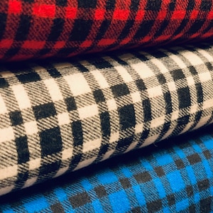 Flannel 100% Cotton Fabric - Plaid, Natural & Organic /58&quot; WIDE/ Sold by the yard/ PERFECT for clothing and mask