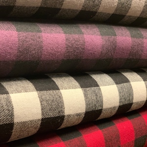 BIG Plaid Flannel 100% Cotton Fabric/Natural & Organic /58&quot; WIDE/ Sold by the yard/ PERFECT for clothing and mask