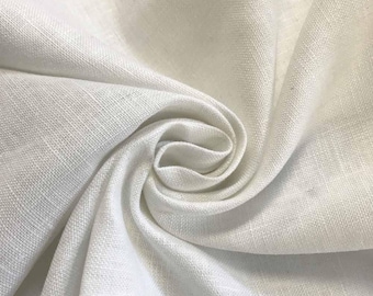 100%LINEN WHITE -58” wide/ by the yard-Perfect for clothing, home and face mask