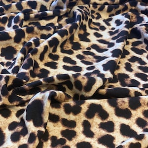 LEOPARD (Cheetah) DTY BRUSHED 60&quot; Wide /Taupe Color (Black,Brown,Cream) /By the yard ,4Way Strech Knit