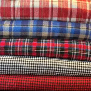 Flannel 100% Cotton Fabric - Plaid, Natural & Organic /58" WIDE/ Sold by the yard/ PERFECT for clothing and mask