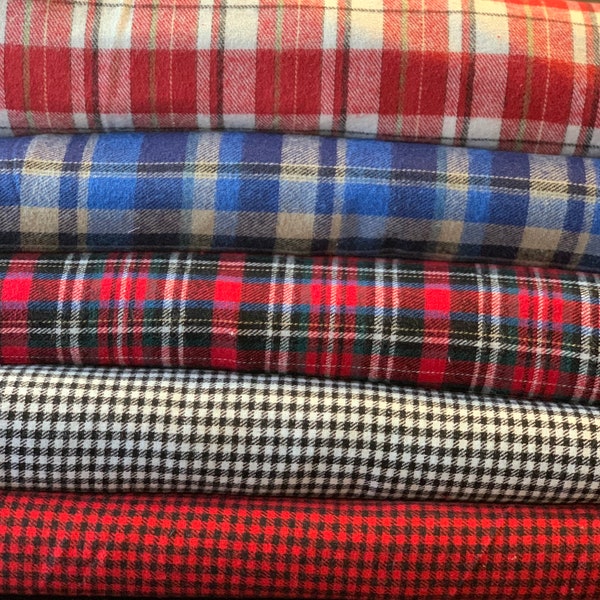 Tissu flanelle 100% coton - Plaid, naturel et biologique /58" DE LARGE/ Vendu par cour/ PARFAIT pour les vêtements et le masque