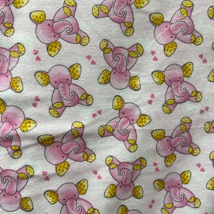 Tissu en flanelle de coton Elephants Vendu par mètre - 100 % flanelle de coton - 44 pouces de large