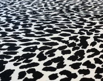 STRECH TWILL Cotton Poly LEOPARD(Cheetah)Black,White/ 48"Wide/By The Yard/Perfect For Clothing, Masks,Home Decore