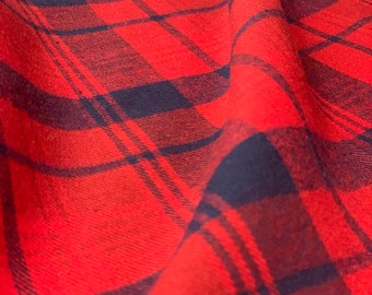 Flannel 100% Cotton Fabric/ PLAID / Natural & Organic /58'WIDE/Sold by the yard/PERFECT for clothing and mask