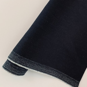 Tessuto pesante SATIN DENIM STRECH 50 "Largo / lucido setoso scuro navy / tagliato a misura / Cotone, poli, spandex / Il denim più diverso
