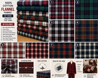 100% katoenen flanel, op maat gesneden, 58-inch brede geruite stof, zacht geborsteld katoen, overhemden, quilten, pyjama, handwerk