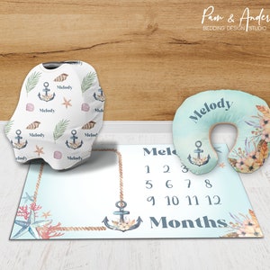 Conjunto de accesorios náuticos, accesorios para niñas, manta para bebés ancla, guardería náutica