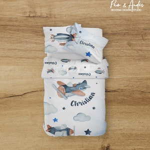AIRPLANE Bedding Set, Boy Bedding, Airplane Nursery, Personalized bedding, Toddler Bedding, Airplane Blanket