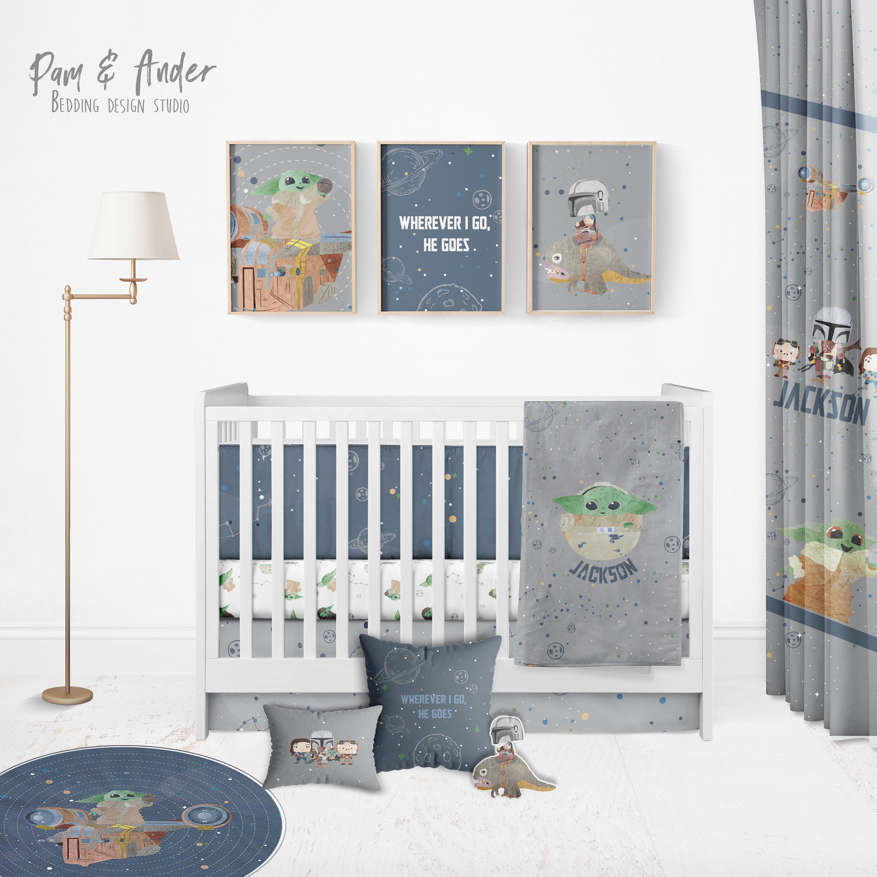BABY YODA Customized Crib Set Baby Yoda Bedding Nursery Etsy