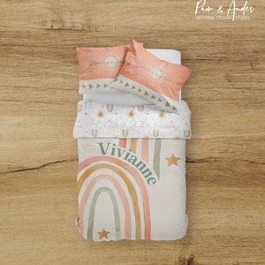 RAINBOW NURSERY, BOHO bedding set, personalized rainbow blanket, boho bed set, personalized bedding