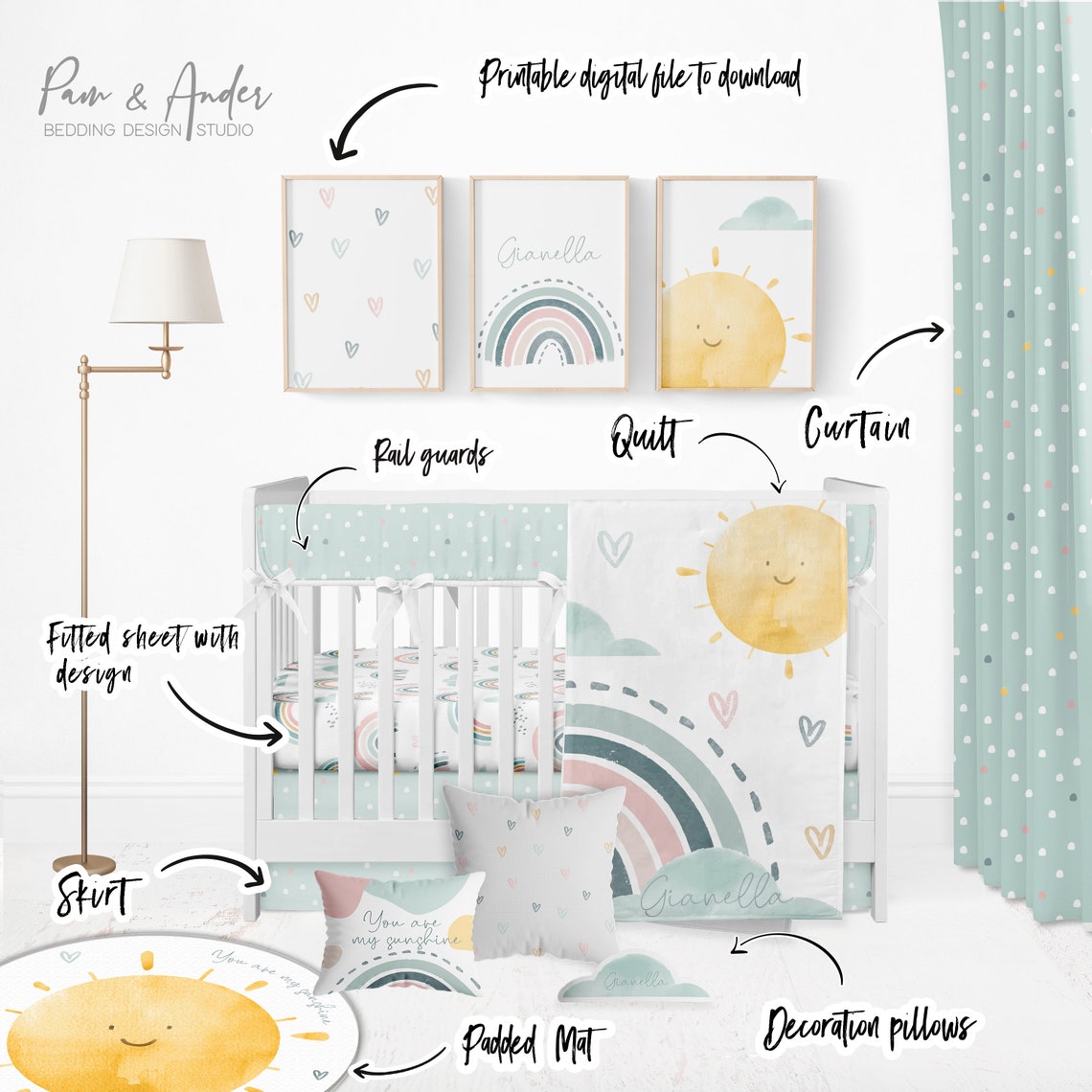 Gender Neutral Rainbow Crib Bedding Buy CRUILI 4-Piece Pink Bby