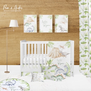 BOY DINOSAUR NURSERY, dinosaur baby blanket, baby boy bedding, crib sheet, personalized bedding set, baby bedding