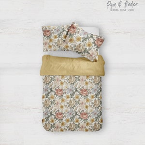 VINTAGE FLORAL MUSTARD crib bedding set, Floral elephant nursery, Floral baby girl bedding, elephant baby bedding set, personalized bedding