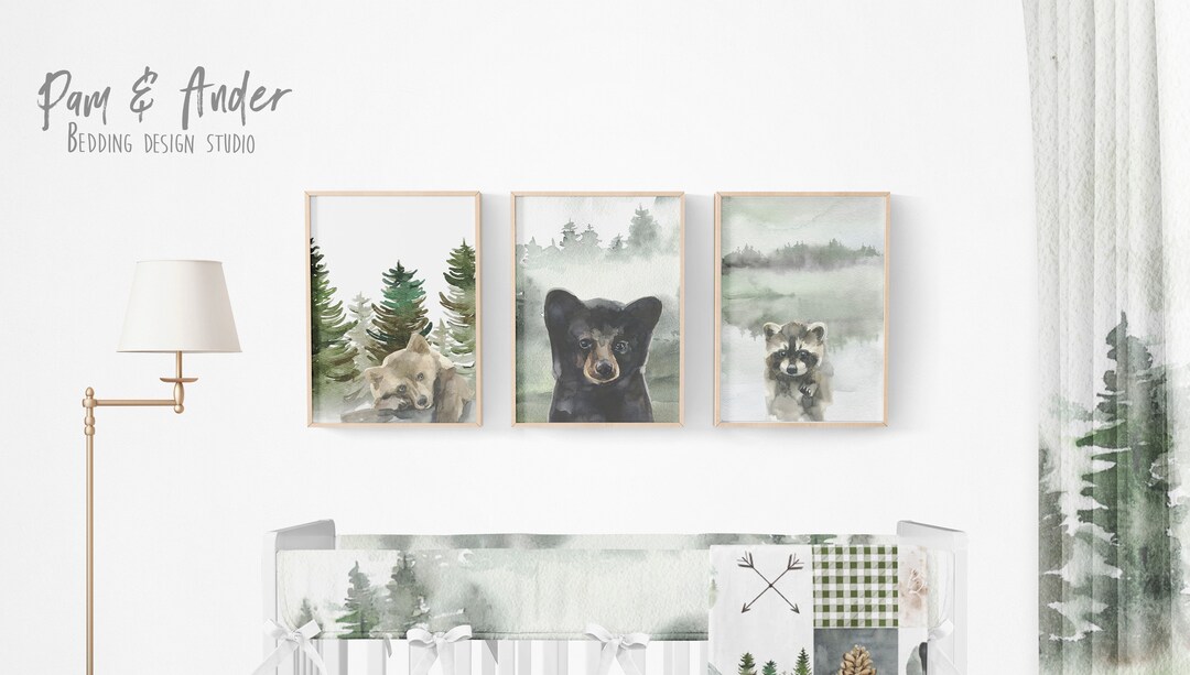 Bear Personalized Digital Art, Bear Baby Room Decoration, Forest Baby ...