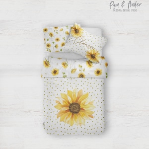 SUNFLOWER BEDDING SET, giraffe crib bedding, gift, customized baby blanket, personalized bed, customizable bedding, personalized bedding