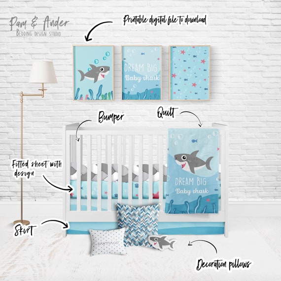 shark crib bedding