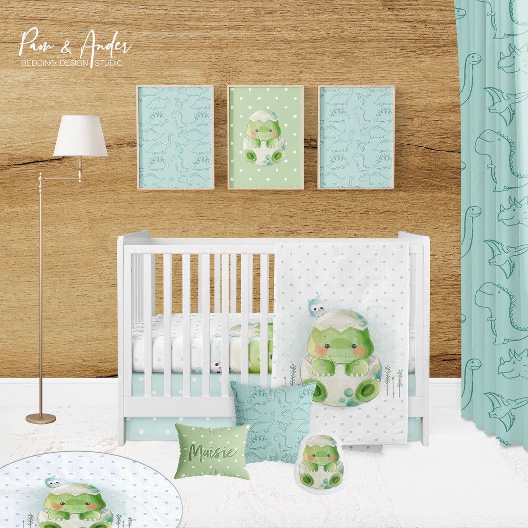 DINOSAUR BABY BEDDING, Dinosaur Baby Blanket, Baby Boy Bedding, Baby