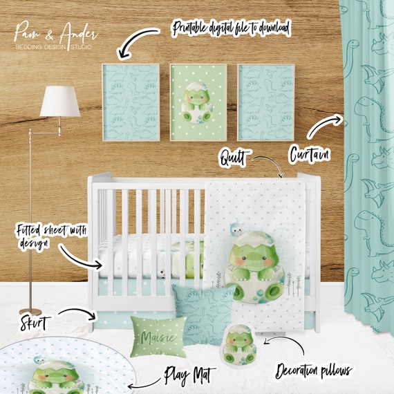 DINOSAUR BABY BEDDING, Dinosaur Baby Blanket, Baby Boy Bedding