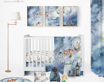 PETER PAN NURSERY, Peter pan bedding set, Peter Pan Baby Nursery Decor, neverland nursery crib bedding, baby bedding, Baby Shower Gift