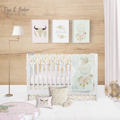 BOHO CRIB BEDDING Set Dreamcatcher Crib Set Boho Baby Etsy