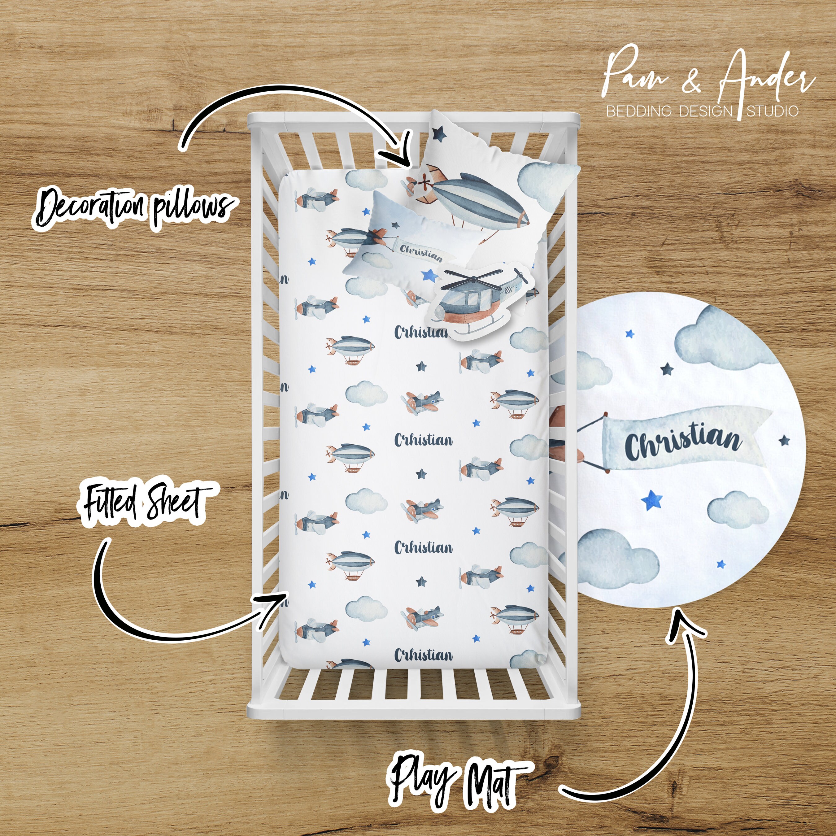 AIRPLANE CRIB Bedding Set Baby Boy Crib Bedding Airplane Etsy