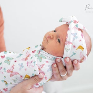 Conjunto de arrullo para niña de MARIPOSA, Accesorios para bebé de mariposa, Arrullo personalizado con nombre de bebé, Diadema para niña
