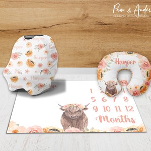 Conjunto de accesorios para niñas, accesorios para vacas de las Tierras Altas, conjunto de guardería de granja, accesorios florales, accesorios para bebés niña