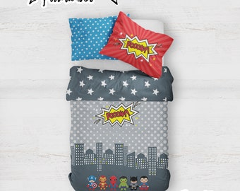 SUPERHERO BEDDING Customized bed set, superhero bedding, boy  bedding set, boy bedding, toddlers bedding, personalized bedding