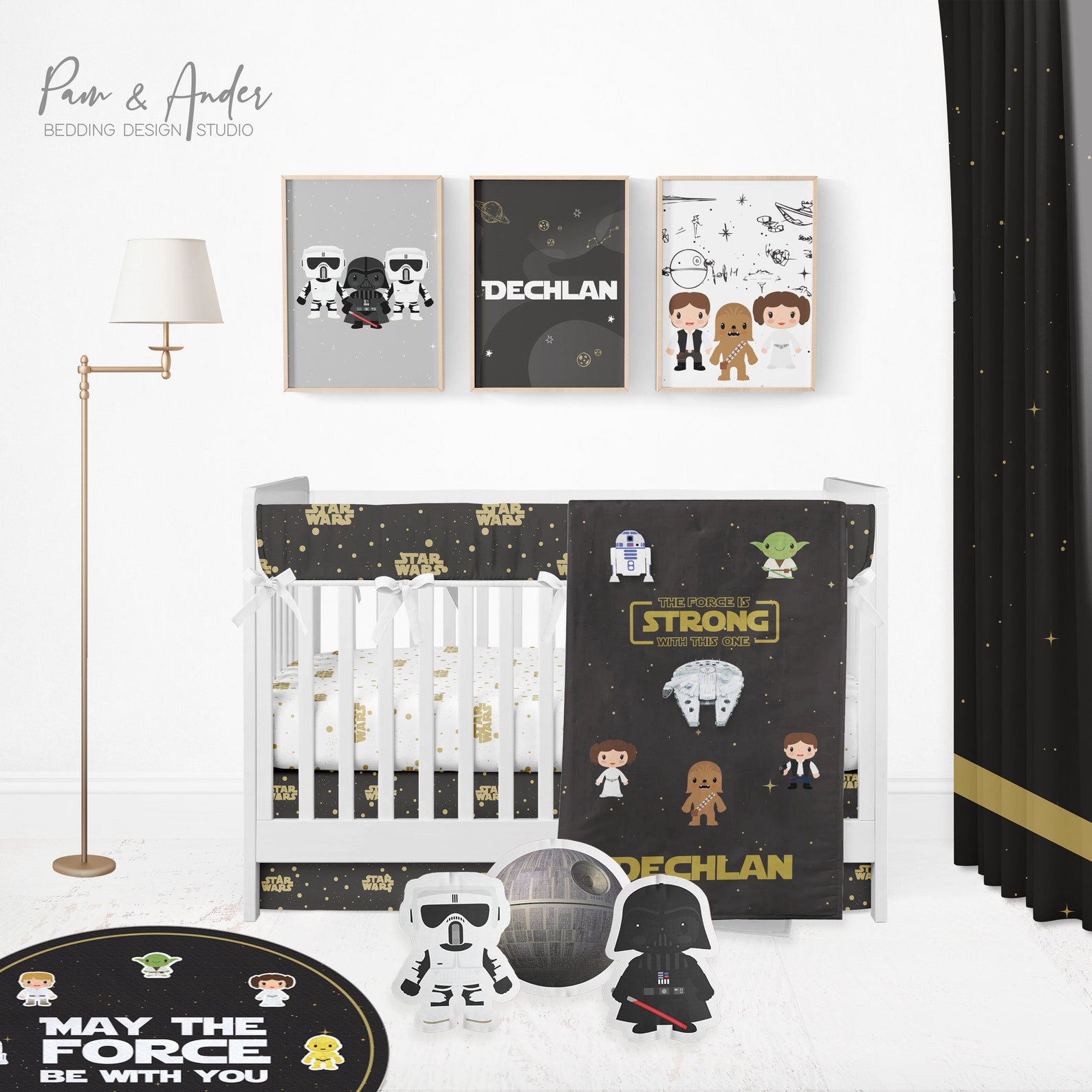 STAR WARS Golden Black Customized Crib Bedding Set FREE Etsy