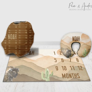 Conjunto de accesorios para niño, Manta de bebé de búfalo, Accesorios personalizados, Guardería occidental, Conjunto de accesorios de bisonte